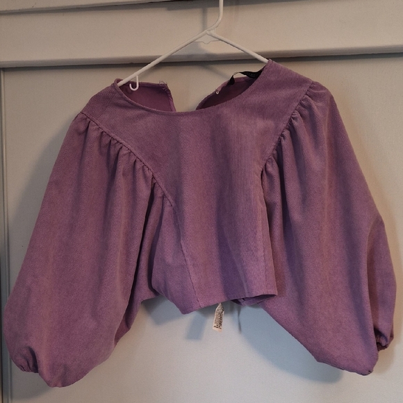 Zara Lavender Puff Sleeve Blouse - Picture 1 of 1